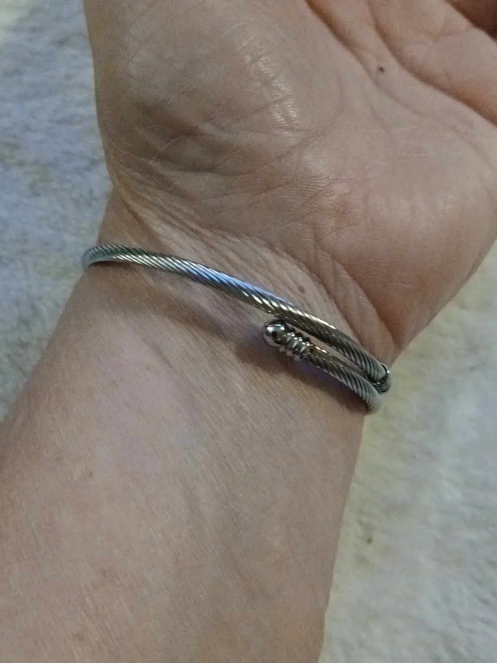 Amy and Annette Stainless Steel Charm Twisted Cable Bracelet 